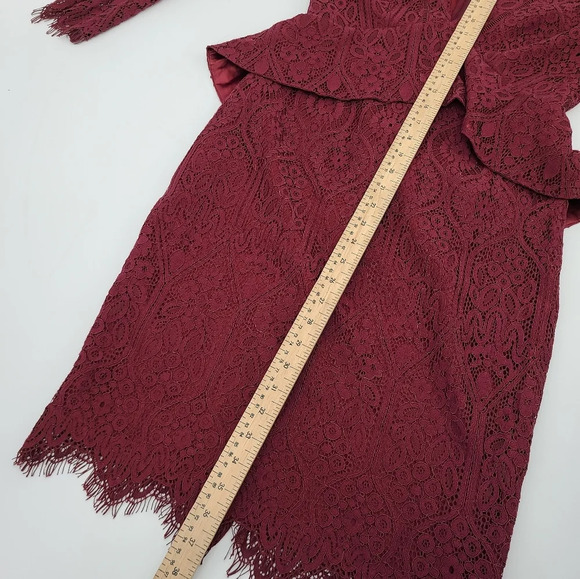 Adelyn Rae Deep Vneck Peplum Lace Long Sleeve Dress - Picture 10 of 14